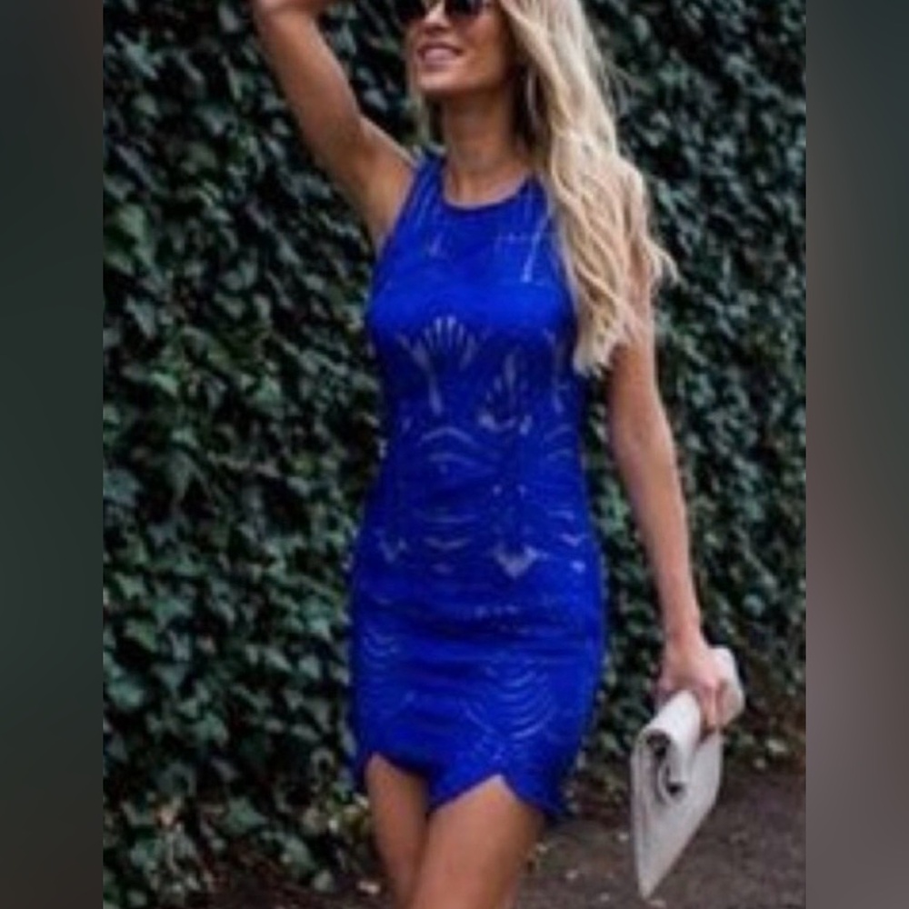 Tea n Cup Royal Blue Mini Dress
